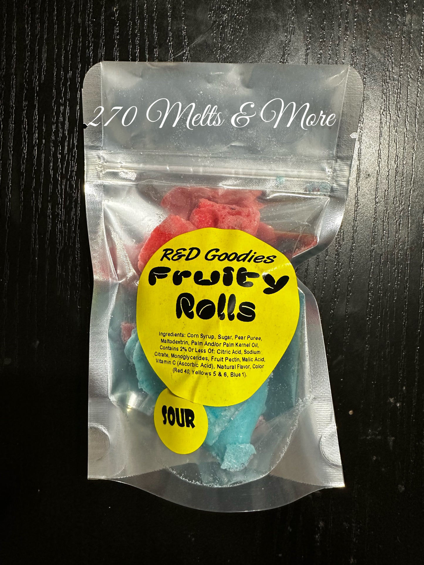 Rollitos de fruta ácida liofilizada
