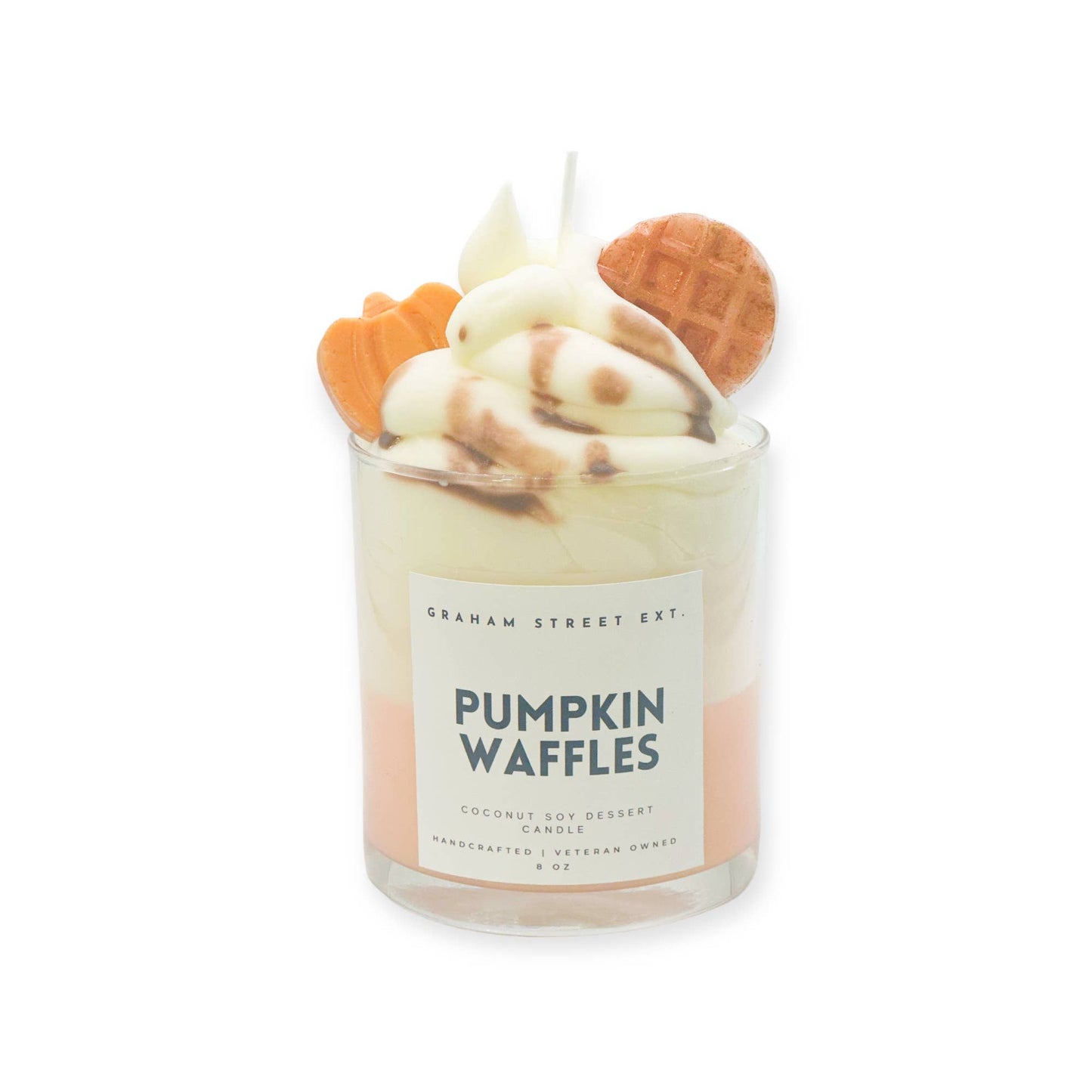 Vela de postre con forma de waffles de calabaza