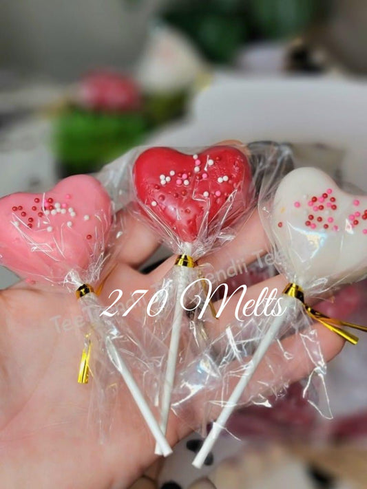 Paletas de cera para San Valentín