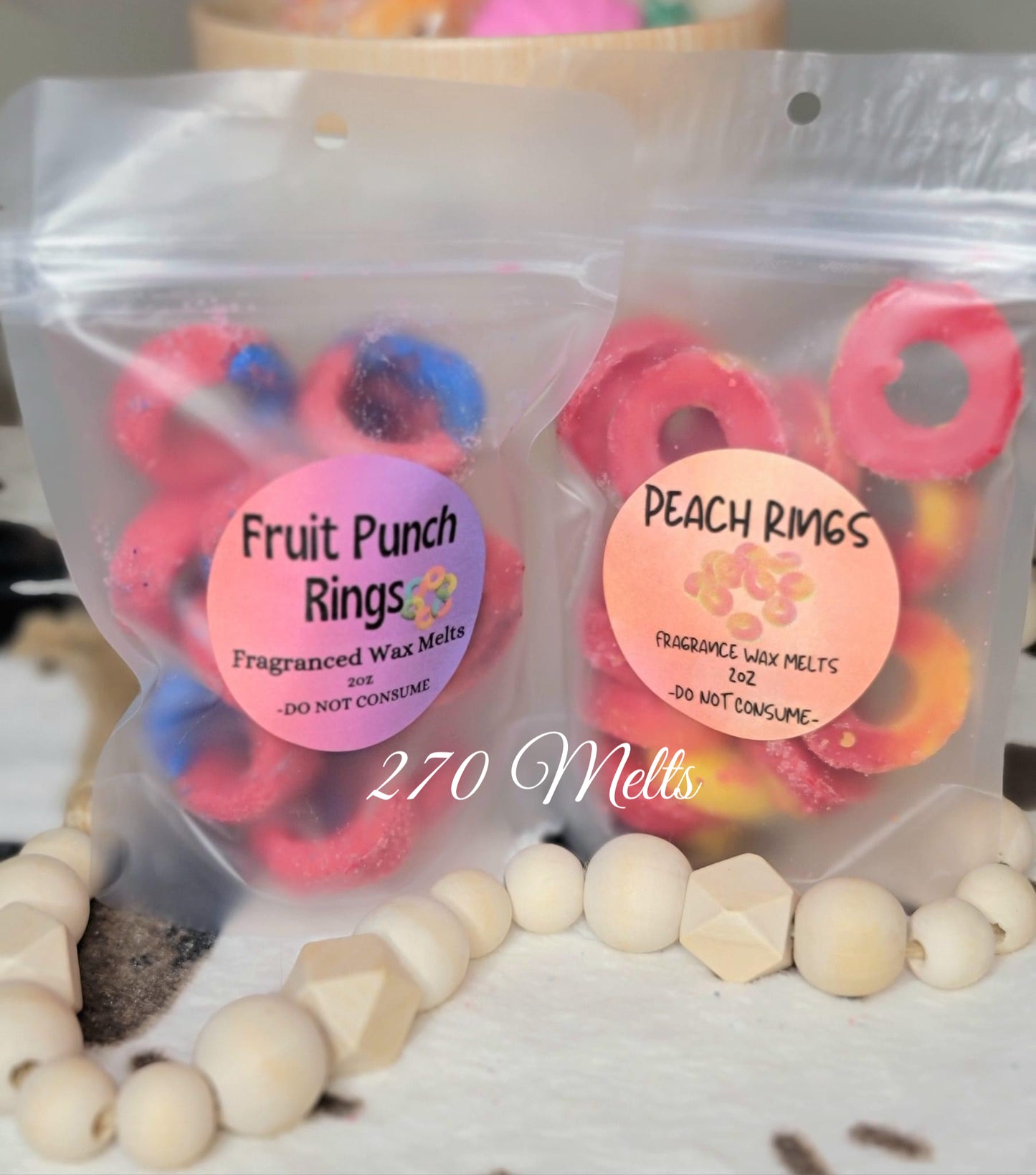 Anillos de cera derretidos con sabor a fruta
